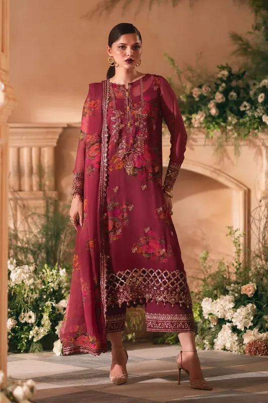 Charizma Vasal Formals 24 Maroon Raw Silk – view 1 – Poshaq