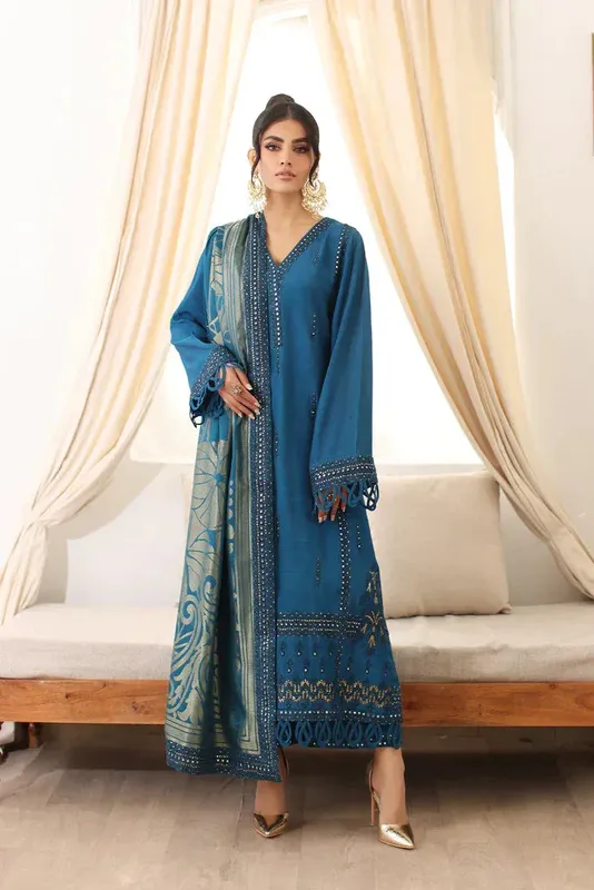 Charizma Meeras Formals 23 Blue Jacquard – view 1 – Poshaq