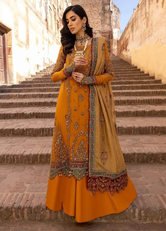 Charizma Dastan e Jashan 23 Mustard Raw Silk – view 1 – Poshaq