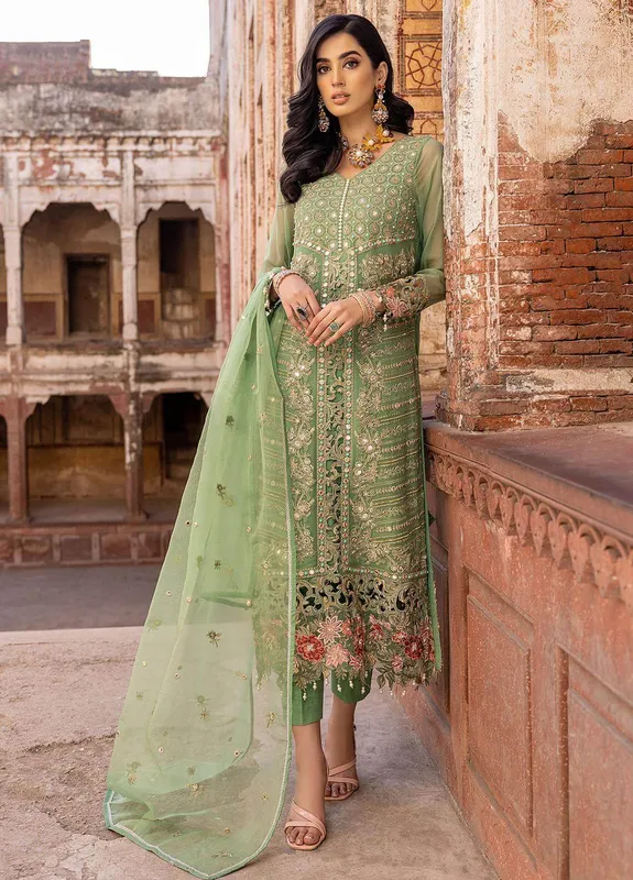 Charizma Dastan e Jashan 23 Green Raw Silk – view 1 – Poshaq