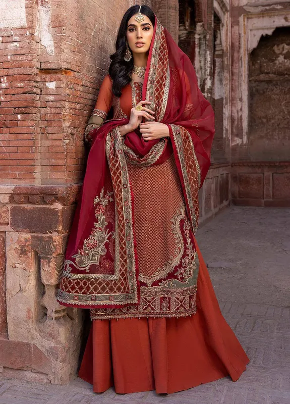 Charizma Dastan e Jashan 23 Red Raw Silk – view 1 – Poshaq