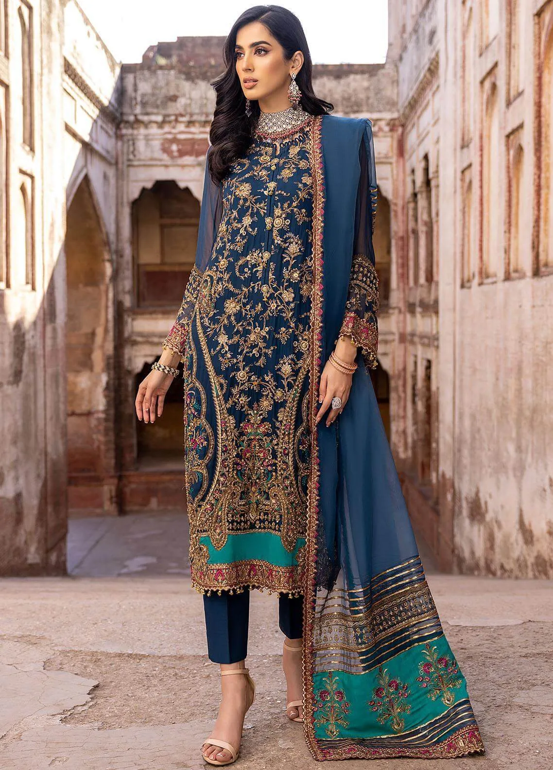 Charizma Dastan e Jashan 23 Blue Raw Silk – view 1 – Poshaq