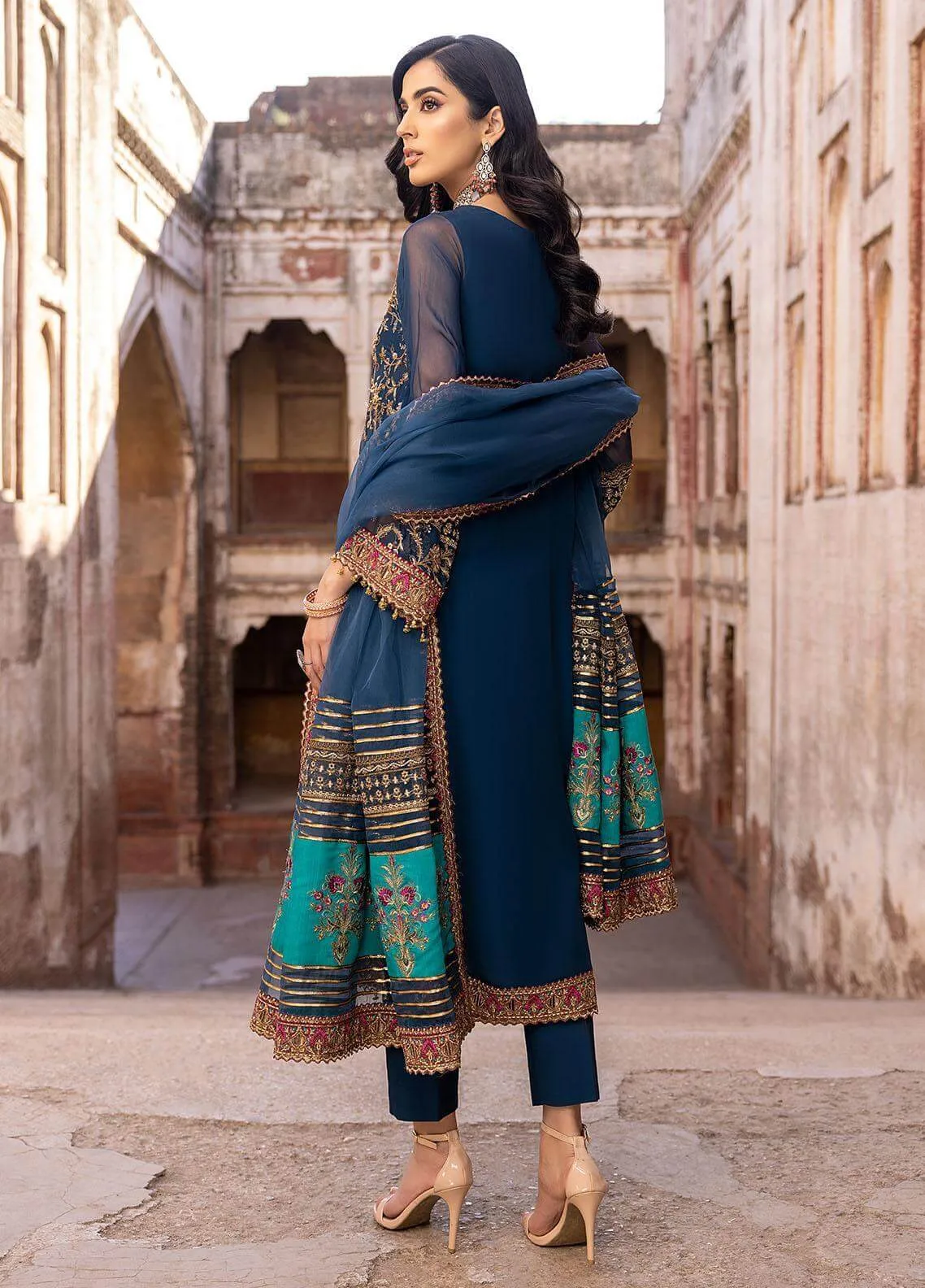 Charizma Dastan e Jashan 23 Blue Raw Silk – view 2 – Poshaq