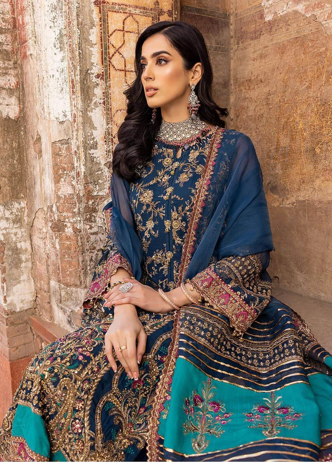 Charizma Dastan e Jashan 23 Blue Raw Silk – view 3 – Poshaq