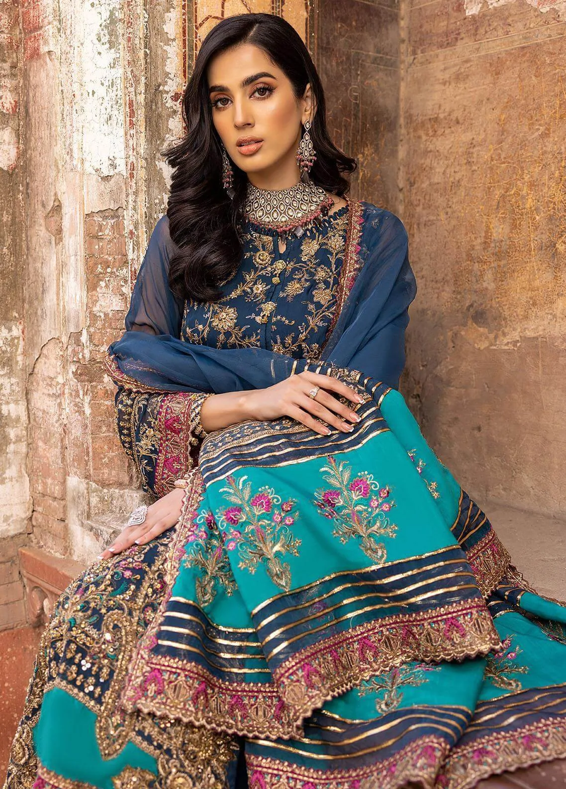 Charizma Dastan e Jashan 23 Blue Raw Silk – view 4 – Poshaq