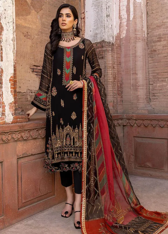 Charizma Dastan e Jashan 23 Black Raw Silk – view 1 – Poshaq