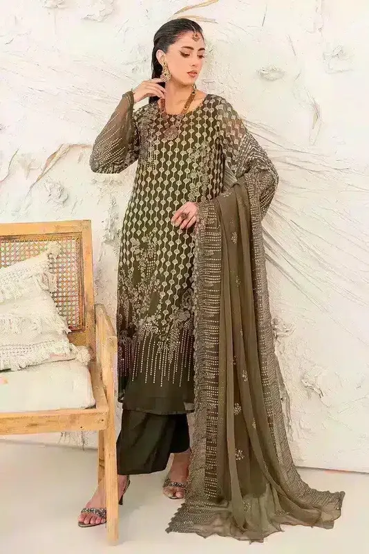 Charizma Zarposh Formals 23 Green Raw Silk – view 1 – Poshaq