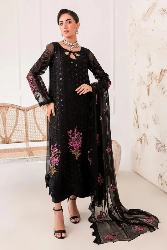 Charizma Zarposh Formals 23 Black Raw Silk – view 1 – Poshaq