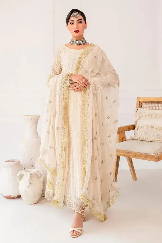 Charizma Zarposh Formals 23 Off White Raw Silk – view 1 – Poshaq