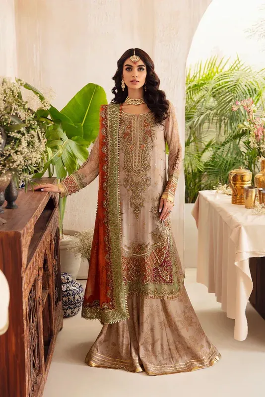 Charizma Dastaan e Jashaan Formal Collection Beige Raw Silk – view 1 – Poshaq
