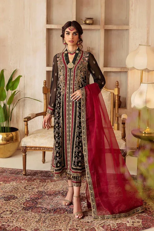 Charizma Dastaan e Jashaan Formal Collection Black Raw Silk – view 1 – Poshaq
