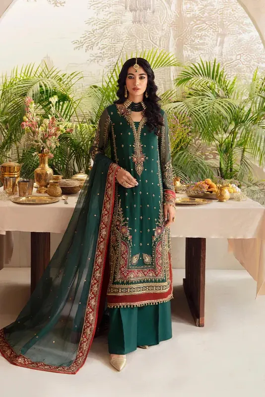 Charizma Dastaan e Jashaan Formal Collection Green Raw Silk – view 1 – Poshaq