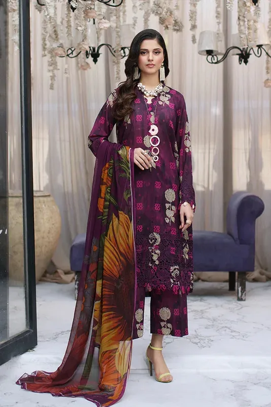 Charizma Combinations 2024 Purple Chiffon – view 1 – Poshaq