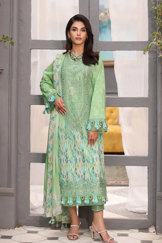 Charizma Combinations 2024 Green Chiffon – view 1 – Poshaq