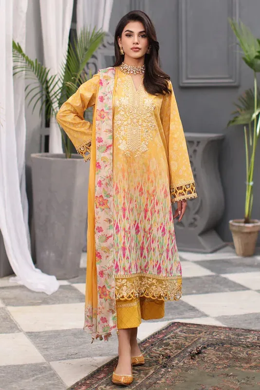 Charizma Combinations 2024 Yellow Chiffon – view 1 – Poshaq