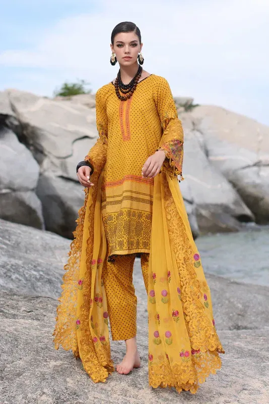 Charizma Print Melody Mustard Lawn – view 1 – Poshaq