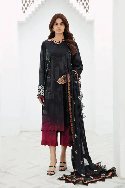 Charizma Print Melody Black Lawn – view 1 – Poshaq