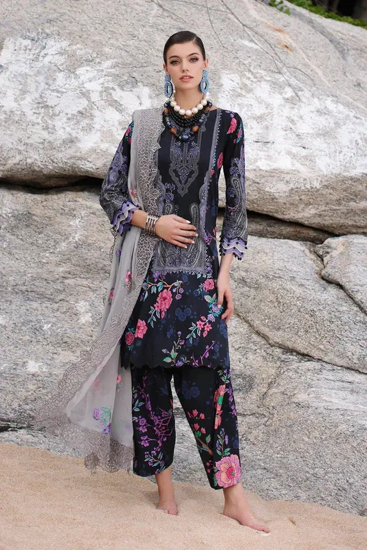 Charizma Print Melody Black Lawn – view 1 – Poshaq