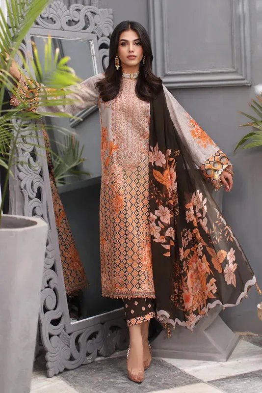Charizma Rang e Bahar 24 Beige Chiffon – view 1 – Poshaq