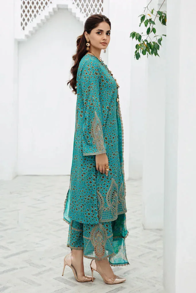 Charizma Rang e Bahar 24 Ferozi Chiffon – view 4 – Poshaq