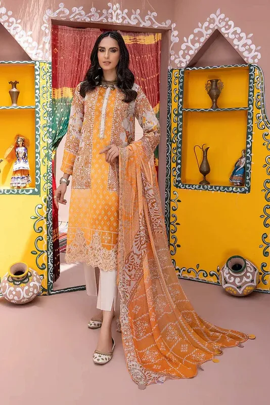 Charizma Chunri Collection 24 Yellow Chiffon – view 1 – Poshaq