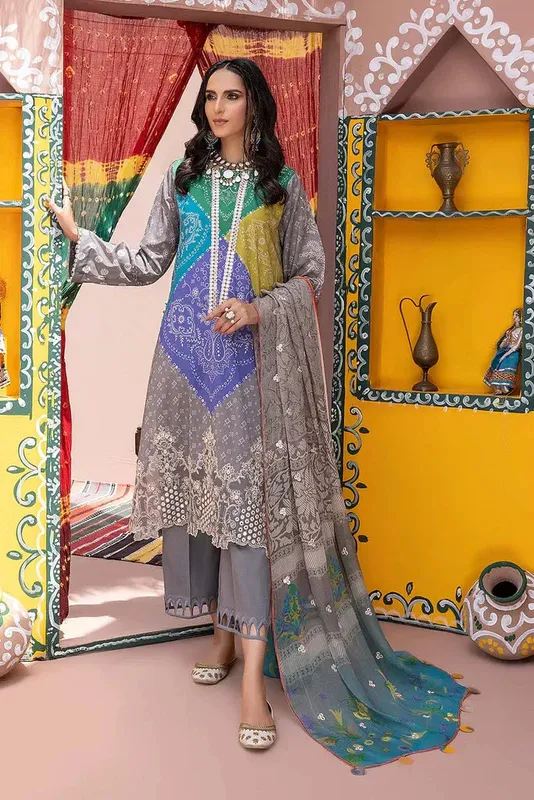 Charizma Chunri Collection 24 Grey Chiffon – view 1 – Poshaq