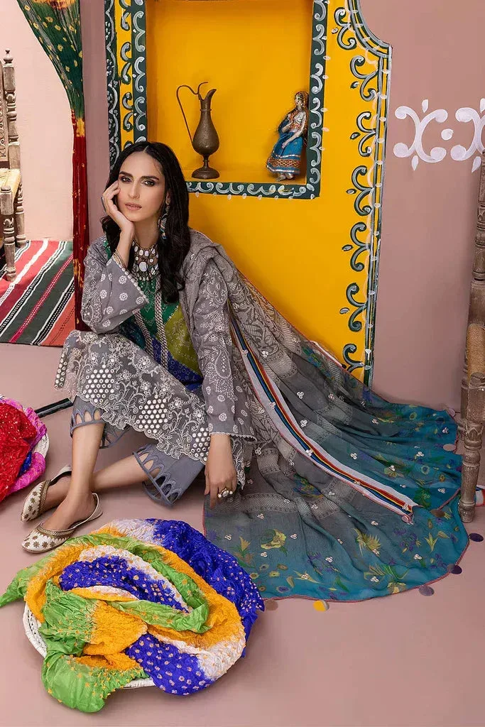 Charizma Chunri Collection 24 Grey Chiffon – view 3 – Poshaq