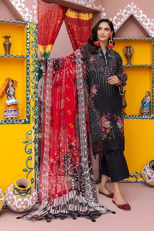 Charizma Chunri Collection 24 Black Chiffon – view 1 – Poshaq