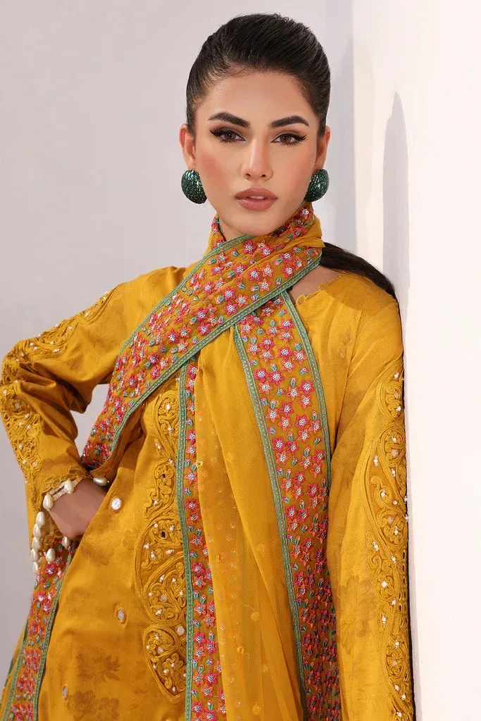 Charizma Signature Festive 24 Mustard Chiffon – view 3 – Poshaq