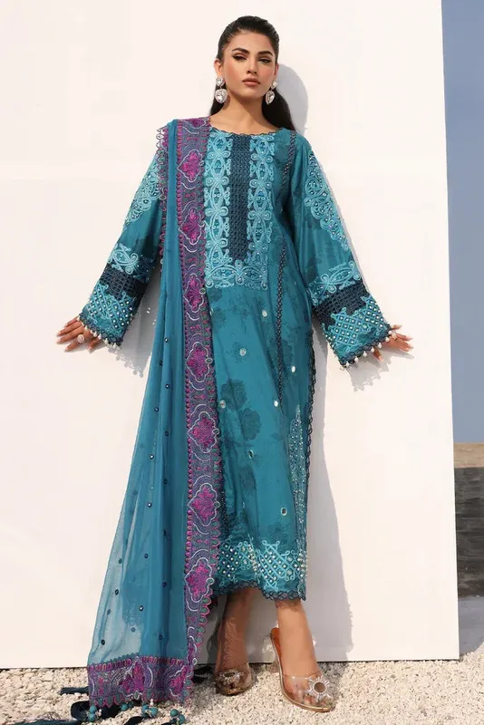Charizma Signature Festive 24 Blue Chiffon – view 1 – Poshaq