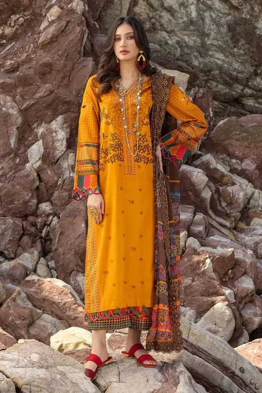 Charizma Print Melody Vol 3 Mustard Chiffon – view 1 – Poshaq