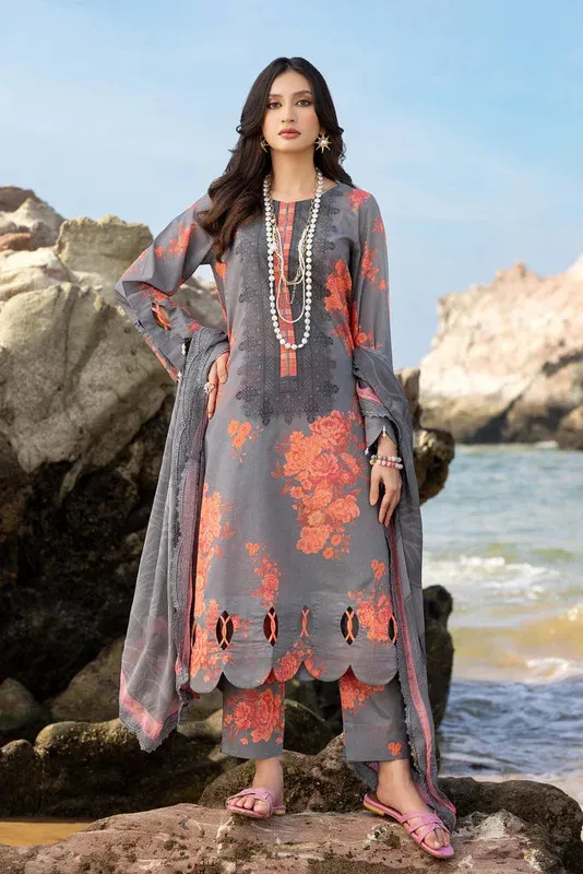 Charizma Print Melody Vol 3 Grey Chiffon – view 1 – Poshaq