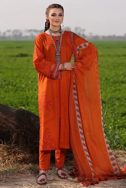 Charizma Signature Print Vol 1 Orange Chiffon – view 1 – Poshaq