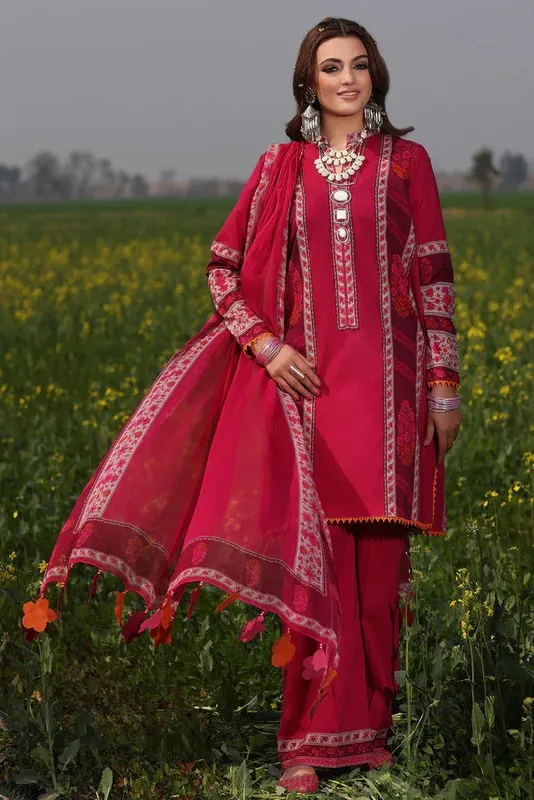 Charizma Signature Print Vol 1 Red Chiffon – view 1 – Poshaq
