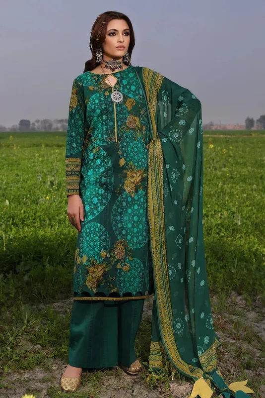 Charizma Signature Print Vol 1 Green Chiffon – view 1 – Poshaq