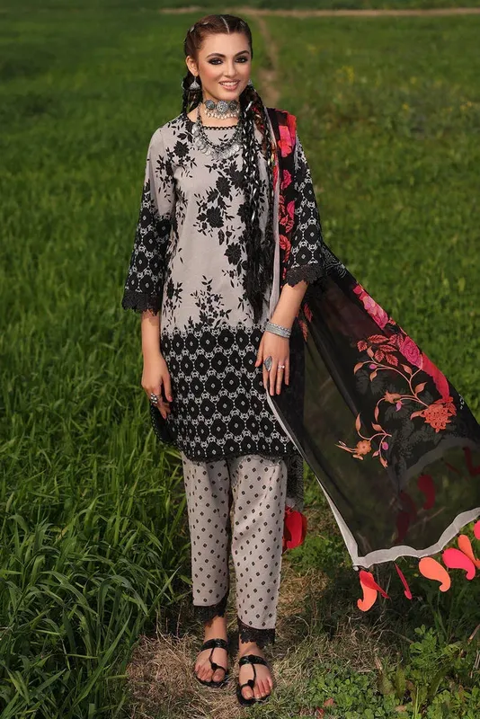 Charizma Signature Print Vol 1 Grey Chiffon – view 1 – Poshaq