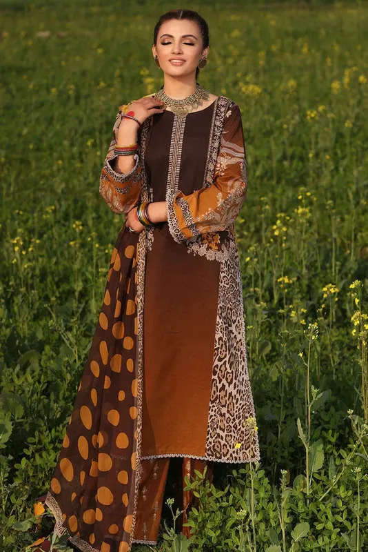 Charizma Signature Print Vol 1 Brown Chiffon – view 1 – Poshaq