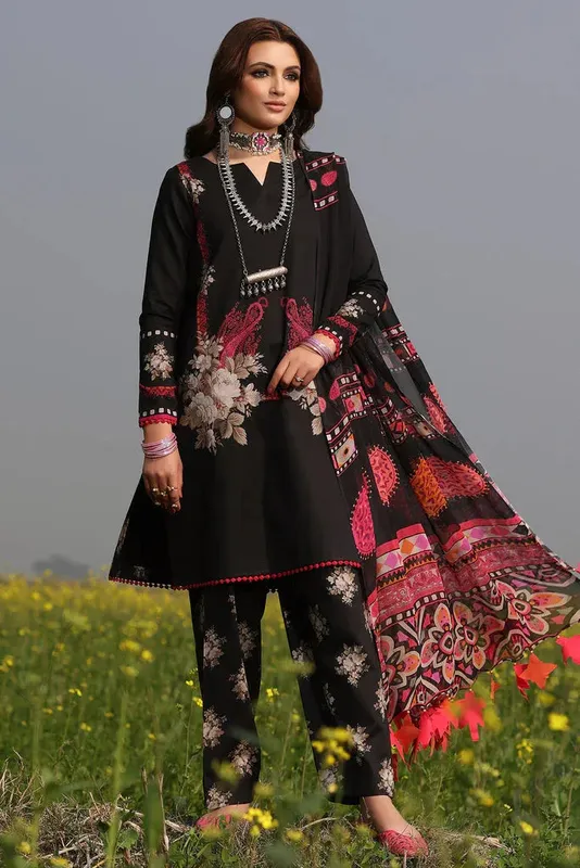 Charizma Signature Print Vol 1 Black Chiffon – view 1 – Poshaq