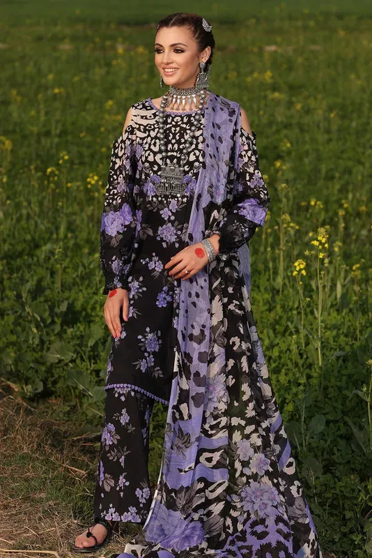 Charizma Signature Print Vol 1 Purple Chiffon – view 1 – Poshaq