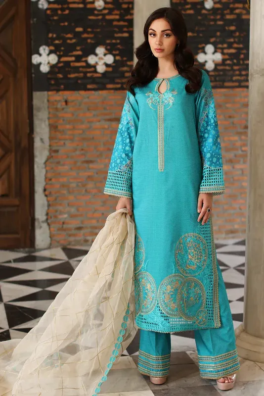 Charizma Ramzan Edit Sky Blue Organza – view 1 – Poshaq