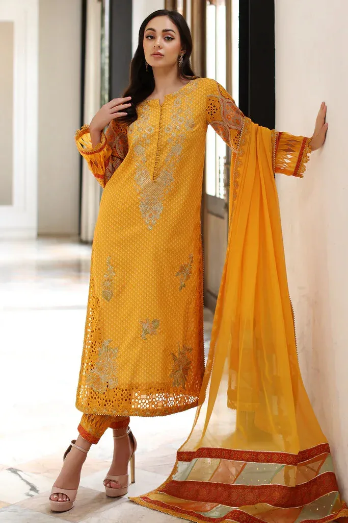 Charizma Ramzan Edit Mustard Organza – view 1 – Poshaq