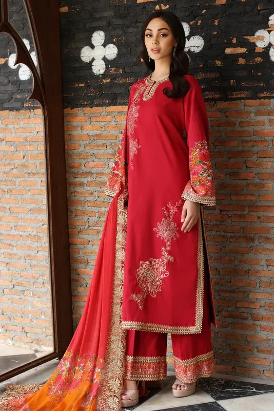 Charizma Ramzan Edit Red Chiffon – view 1 – Poshaq