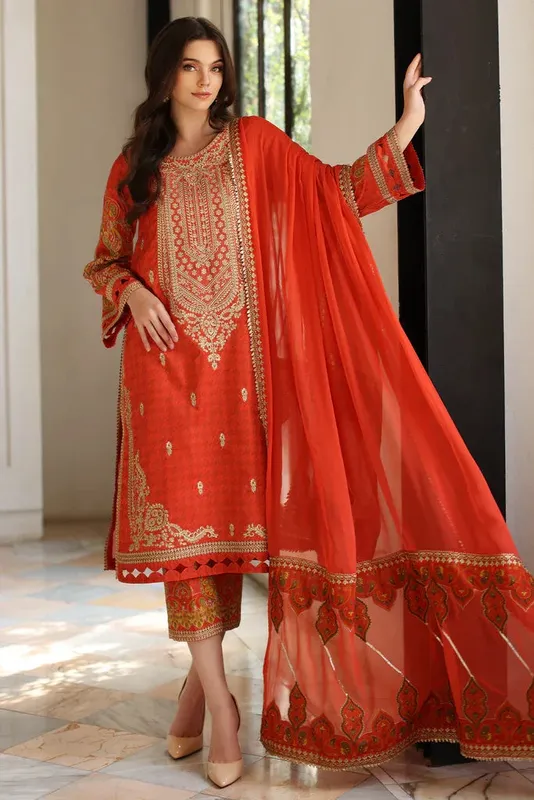 Charizma Ramzan Edit Maroon Chiffon – view 1 – Poshaq