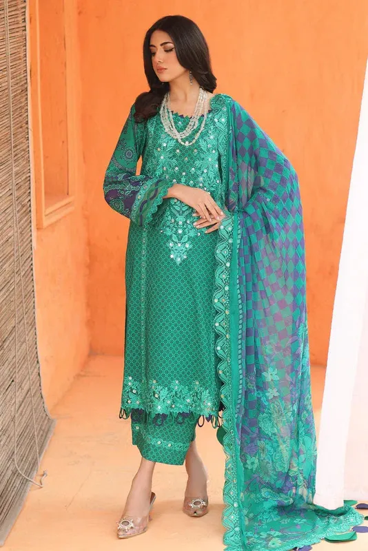 Charizma Agaz e Nou Vol-1 Sea Green Chiffon – view 1 – Poshaq