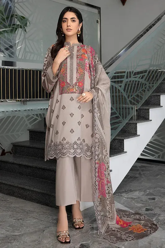 Charizma Combination Lawn Collection Grey Chiffon – view 1 – Poshaq