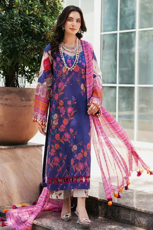 Charizma C print Collection 24 Blue Chiffon – view 1 – Poshaq
