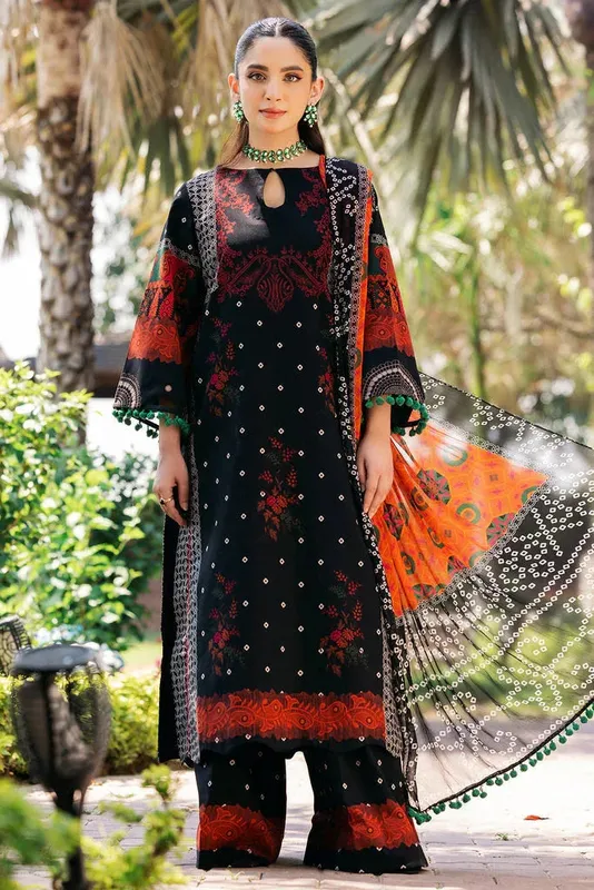 Charizma C print Collection 24 Black Chiffon – view 1 – Poshaq