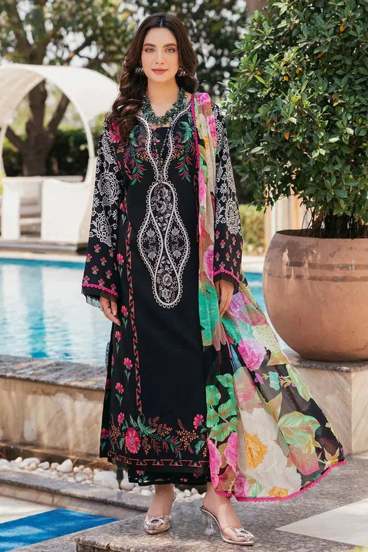 Charizma C print Collection 24 Black Chiffon – view 1 – Poshaq