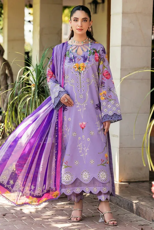 Charizma C print Collection 24 Purple Chiffon – view 1 – Poshaq