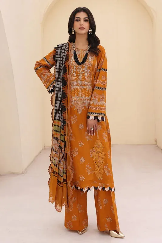 Charizma Naranji Embroidered Lawn 24 Mustard Chiffon – view 1 – Poshaq